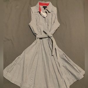 Cynthia Rowley belted, button-down, seersucker dress